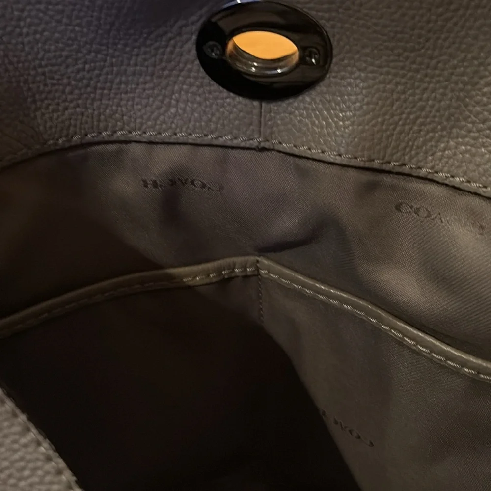 Coach Gray Leather Tote with Chain Handles